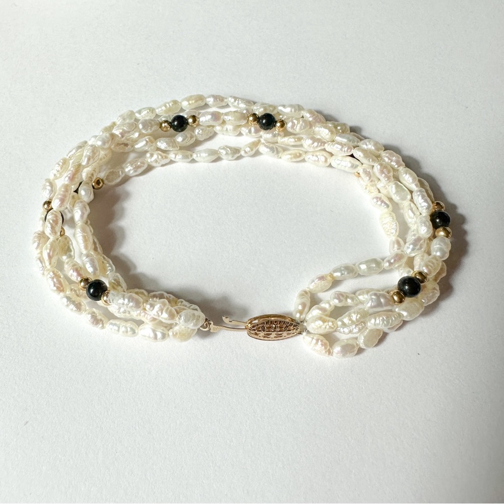 Vintage 14k Gold Rice Pearls Bracelet